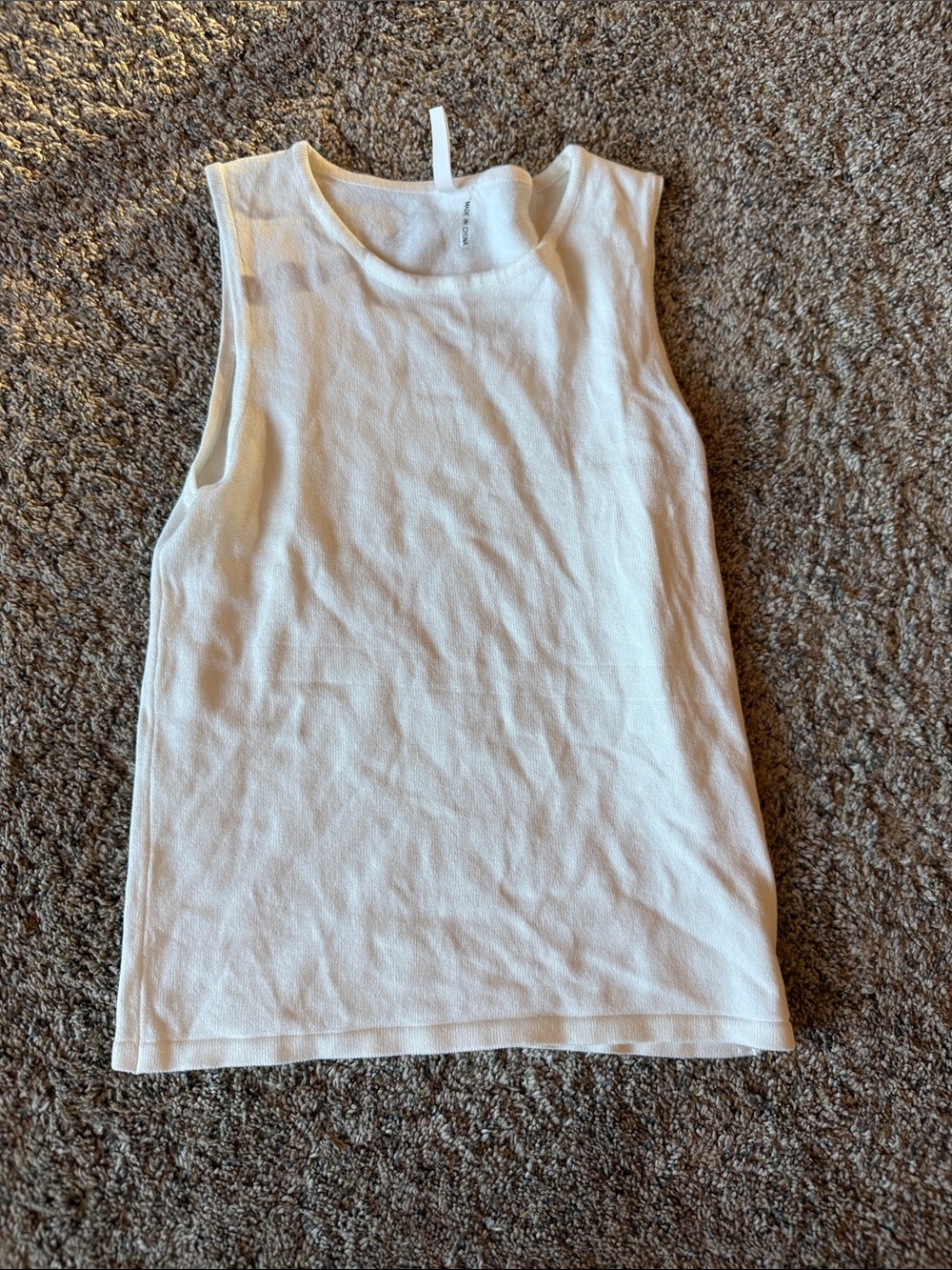 BE COOL Cream Ribbed Crewneck Tank Top